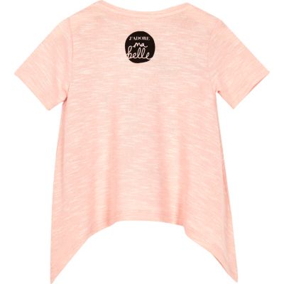 Mini girls pink embellished slogan t-shirt